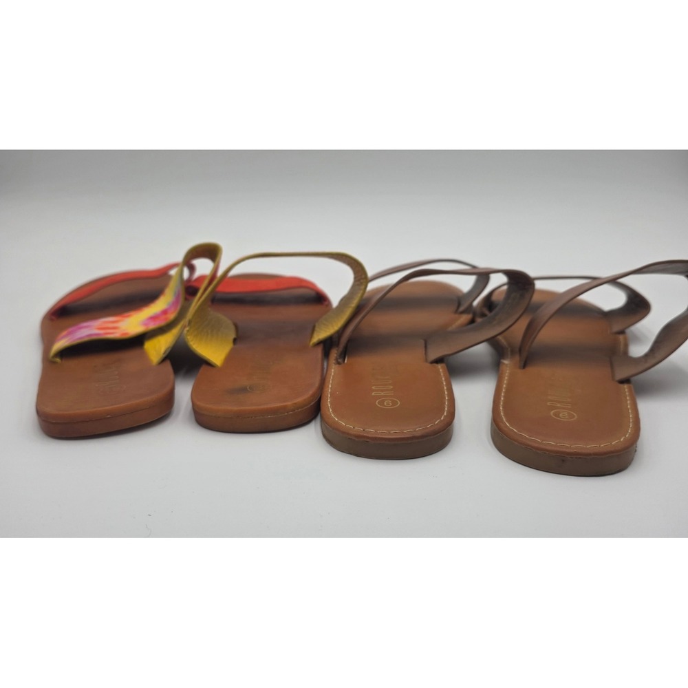 Rouge Helium Women's Flat Slide Sandals Bundle Brown Tie Dye Red Size 8.5 9 - Picture 11 of 12
